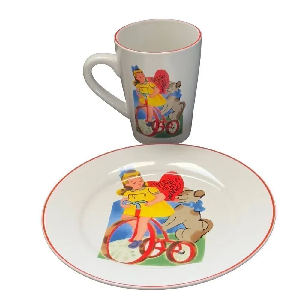 Rosanna “Take a Tumble! Be My Valentine” Small Plate And Coffee Cup Set